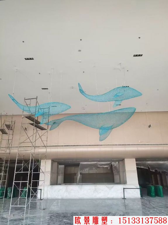 不銹鋼吊頂鏤空動物鯨魚擺件，適合海洋館景觀裝飾,4